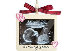 HANGWOOUS Ultrasound Picture Frame Ornament with Plastic Cover - Baby Coming Soon Announcement for Grandparents, Husband - Sonogram Photo Frame Ornament - Ultrasound Picture Protector - Baby Gender Reveal Gift