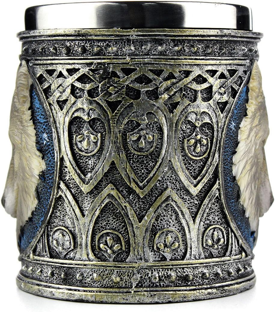 EZESO Wolf Coffee Cup Stainless Steel Resin Travel Tea Wine Beer Mugs (Mug), Multicoloured, 1 Stück (1er Pack) - Image 5