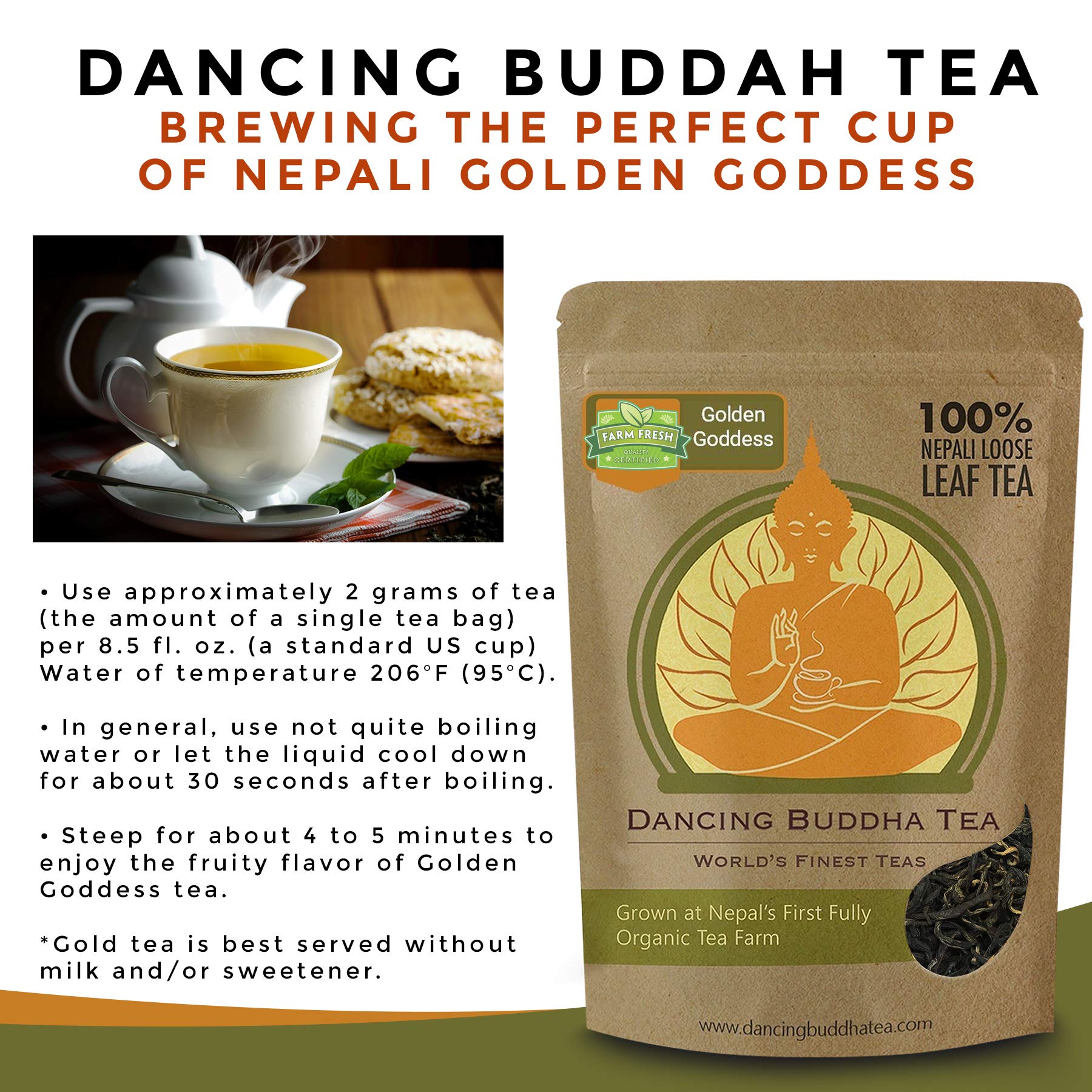 Golden Goddess Nepali Gold Gourmet Black Tea Loose Leaf Organic
