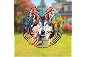 QIULIBMH Husky Wind Spinner Pet Dog Memorial Gifts 3D Aluminum Metal Kinetic Hanging Wind Sculpture Spinners for Yard and Garden Indoor Outdoor Window Yard Art Garden Decoration 8 Inch (Husky 1)