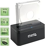 Plugable USB 3.1 Gen 2 10Gbps SATA Upright Hard Drive Dock and SSD Dock (includes both USB-C and USB 3.0 cables, supports 10TB+ drives)