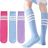 Santgoo Kids Soccer Socks-Toddler Striped Knee High Socks for Girls Boys,Cotton Athletic Baseball Softball Tube Sock