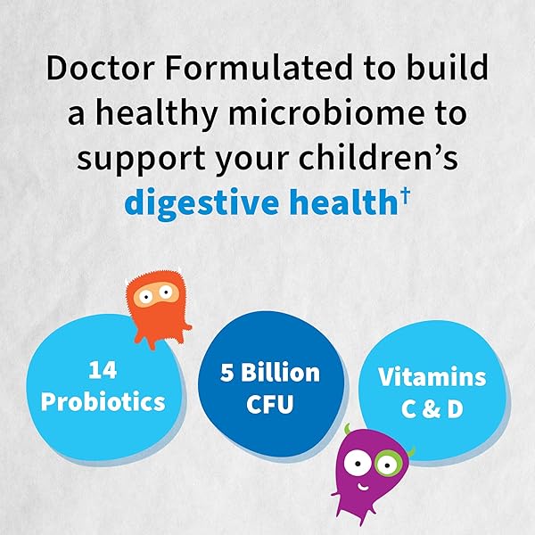 GARDEN OF LIFE KIDS PROBIOTICS, DR. FORMULATED PROBIOTICS ORGANIC KIDS+ VITAMIN C & D, STRAWBERRY BANANA, GLUTEN DAIRY & SOY FREE IMMUNE & DIGESTIVE HEALTH SUPPLEMENT, 30 CHEWABLES (SHELF STABLE)