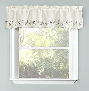 Renaissance Home Fashion Seashells Embroidered Valance, 58