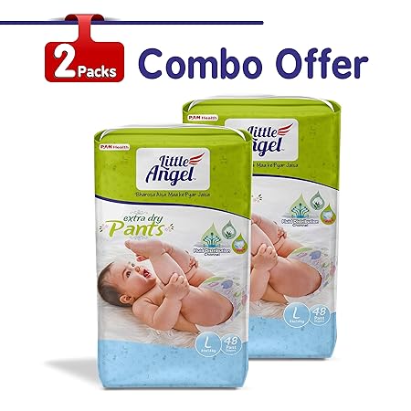 Little Angel Baby Diaper Pants, Large (2 X Pack of 48 Pcs)