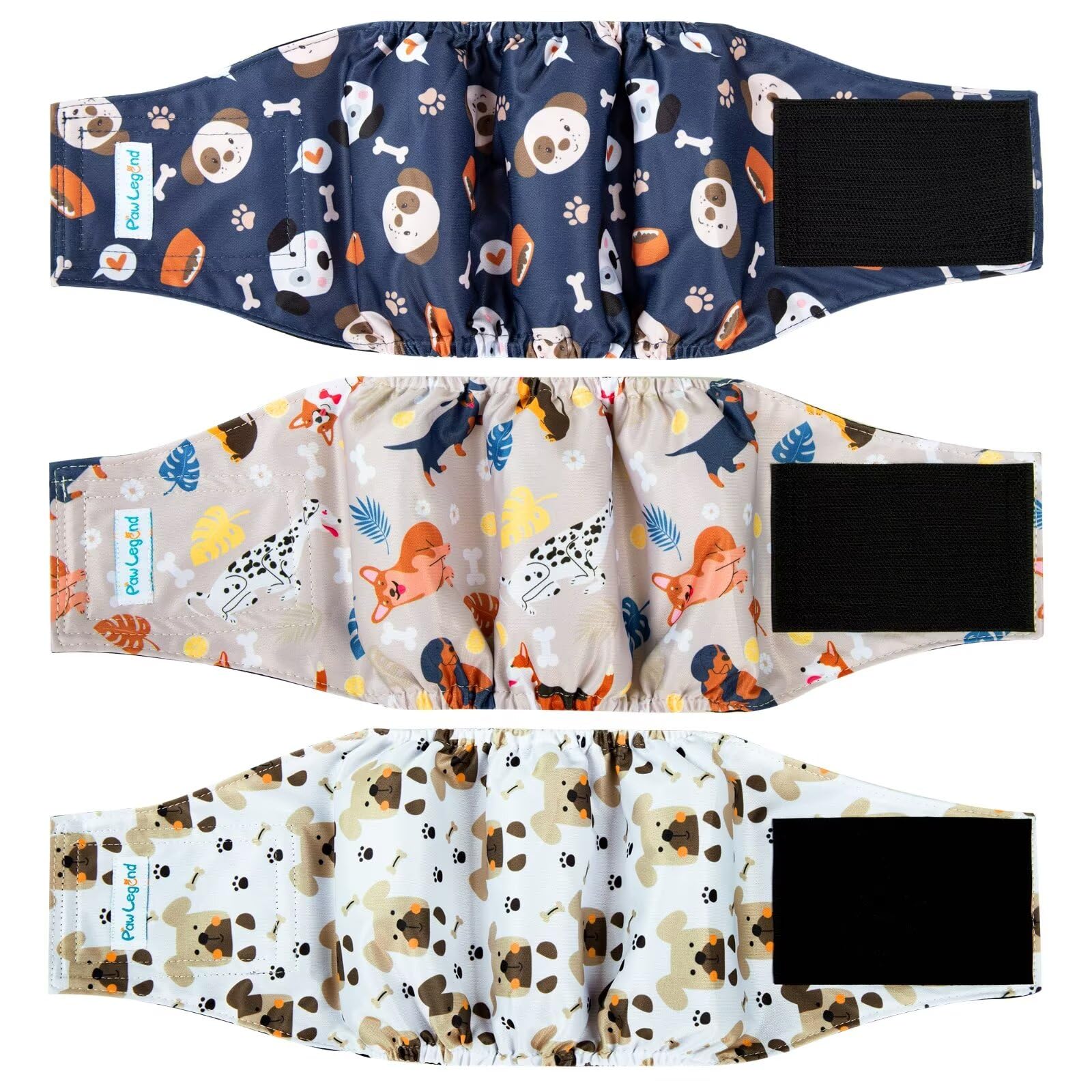 Photo 1 of Paw Legend Washable Dogs Diapers Male Dog Belly Bands for Male Dogs Diapers Reusable Puppy & Doggie Diapers Male (3 Pack, X-Small)