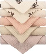 Aloonii 5 Pack Luxury Muslin Squares Floral Baby Burp Cloths 24x24 cm