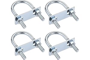 uxcell Round U-Bolts 4 Sets 1.38"(35mm) Inner Width 75mm Length Steel M8 with Nut, Plate