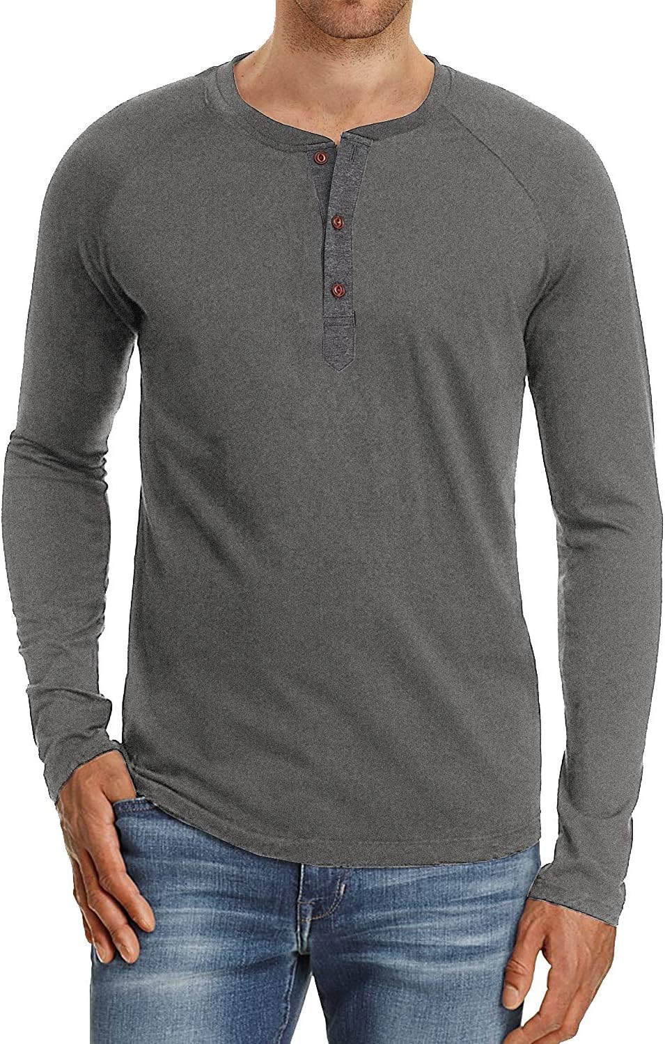 Olidarua Men's Long Sleeve T Shirts/Casual Plain Short Sleeve Henley Tee Shirt Tops