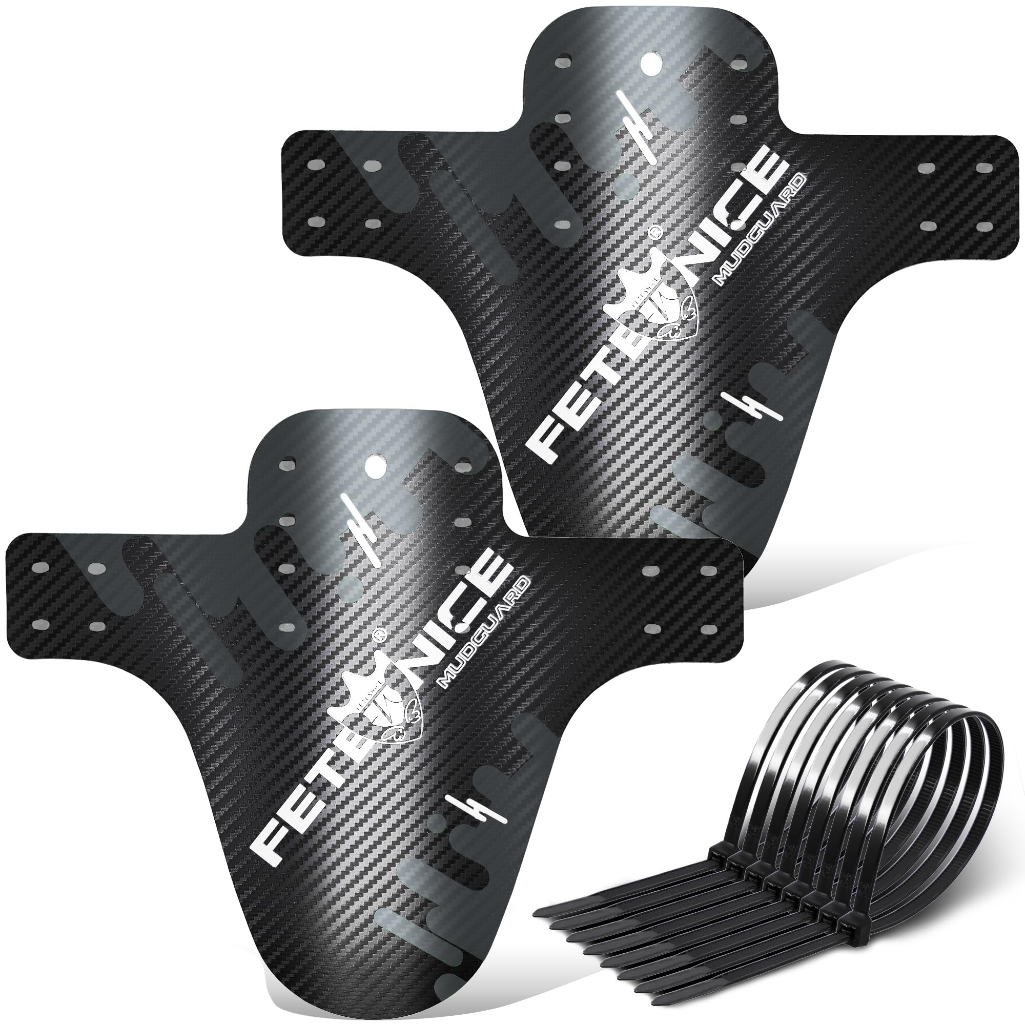 FETESNICE 3D Carbon Fibre MTB Mudguard Set – Thickened 0.8mm PP, Front & Rear Bike Fender Kit for Mountain Bikes (20–29”)