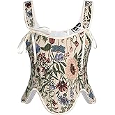 SCARLET DARKNESS Bustier Tops for Women Renaissance Floral Lace Up Bodyshaper Corset with Zipper
