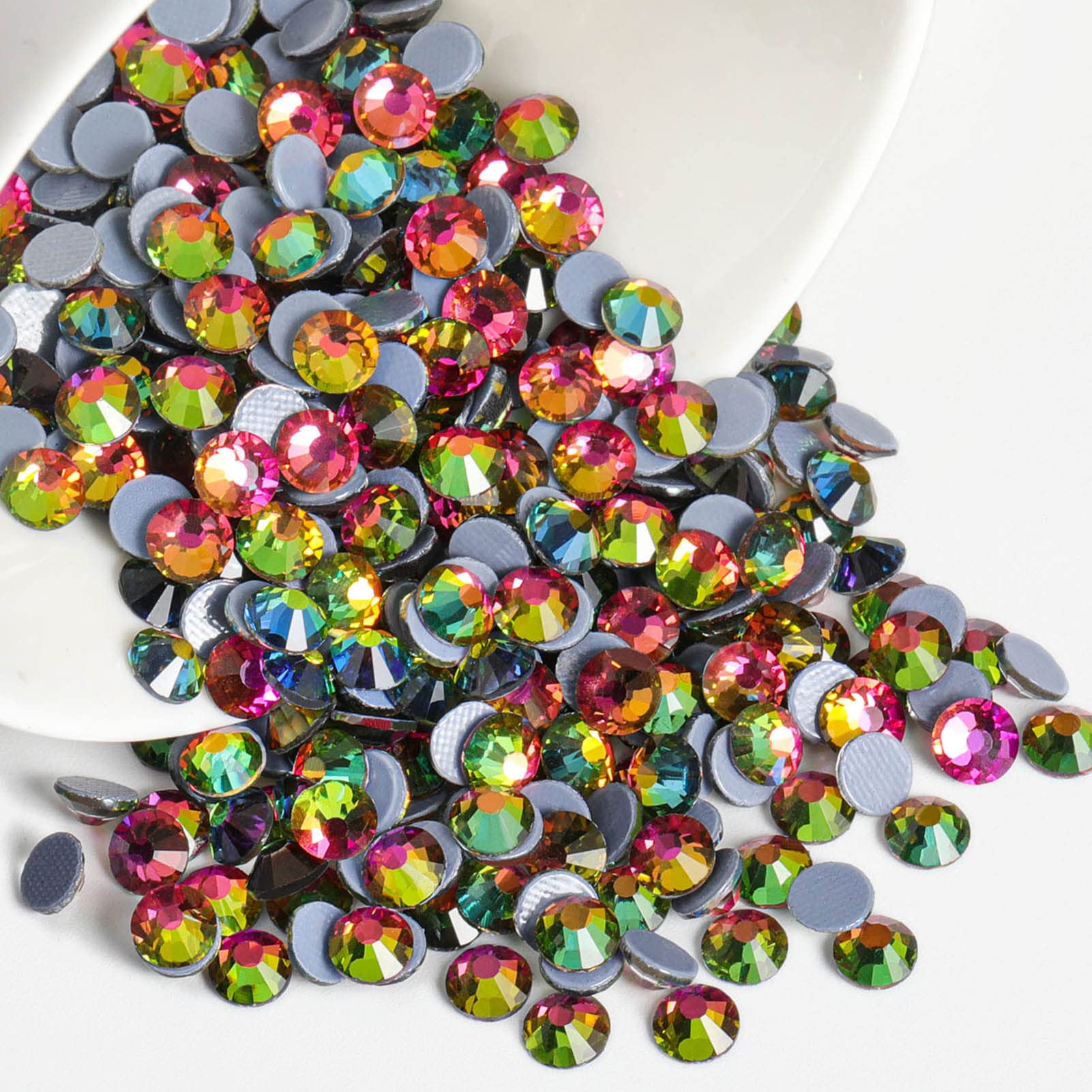 Beadsland Hotfix Rhinestones, 2880pcs Flatback Crystal Rhinestones for Crafts Clothes DIY Decorations, Rainbow, SS10, 2.7-2.9mm