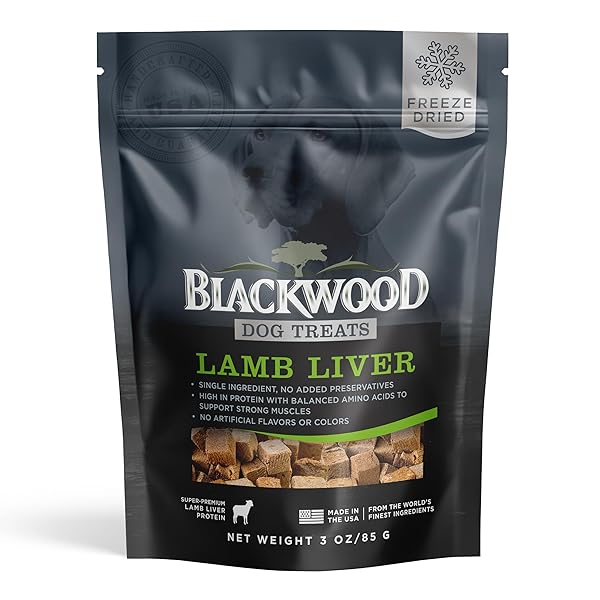 BLACKWOOD FREEZE DRIED RAW SINGLE INGREDIENT DOG TREATS, 100% LAMB LIVER, 3 OUNCE POUCH, HIGH PROTEIN, MADE IN THE USA