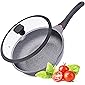 Vinchef Nonstick Frying Pan With Lid, 11 Inch Cast-Aluminum Deep Saute Pan with Heat Indicator and German Greblon Non…