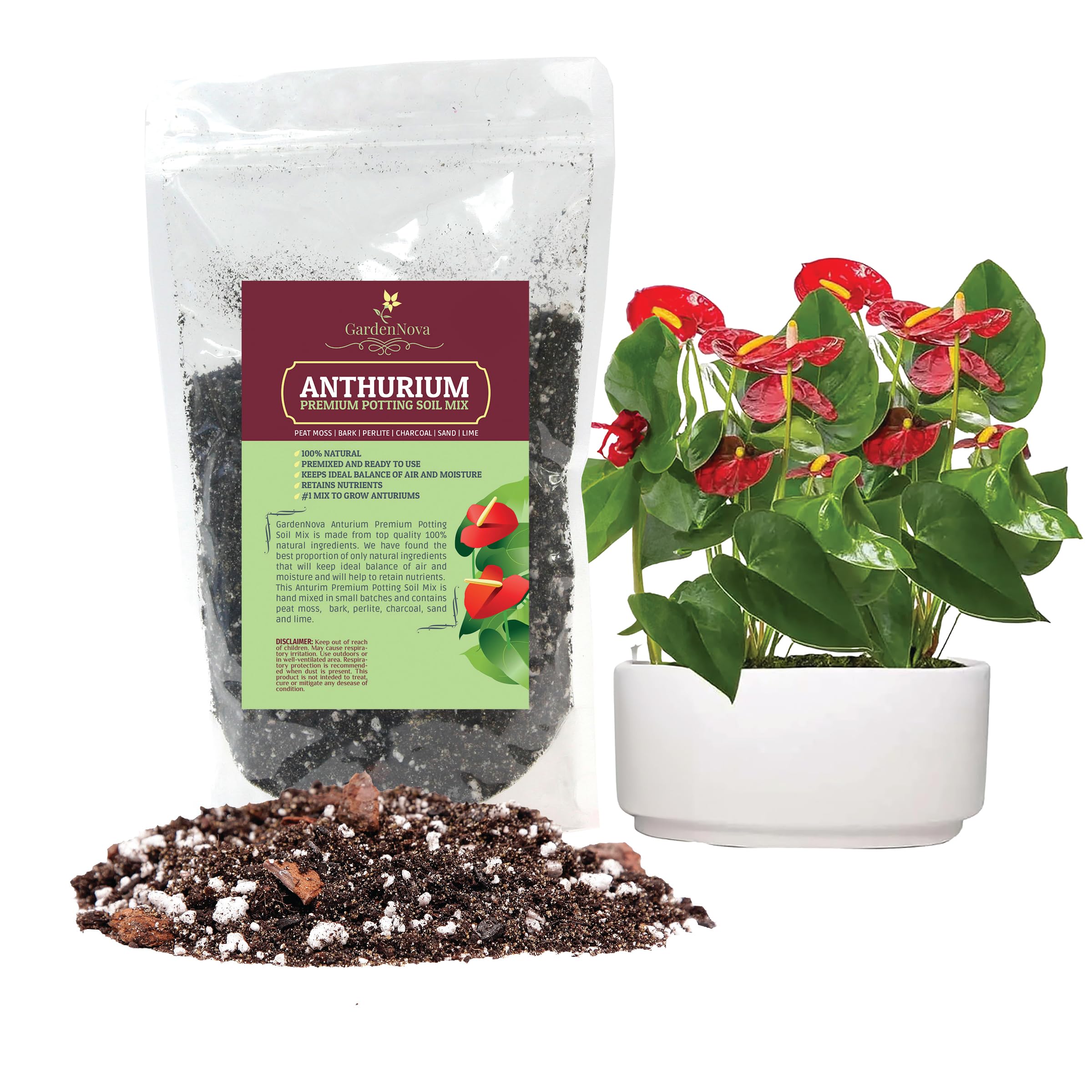 GardenNova Premium Anthurium Soil Mix - Perfect Blend for Thriving Anthurium Plants - 1 Liter — image 1