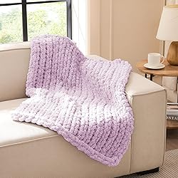 L'AGRATY Chunky Knit Blanket Throw - Soft Chenille
