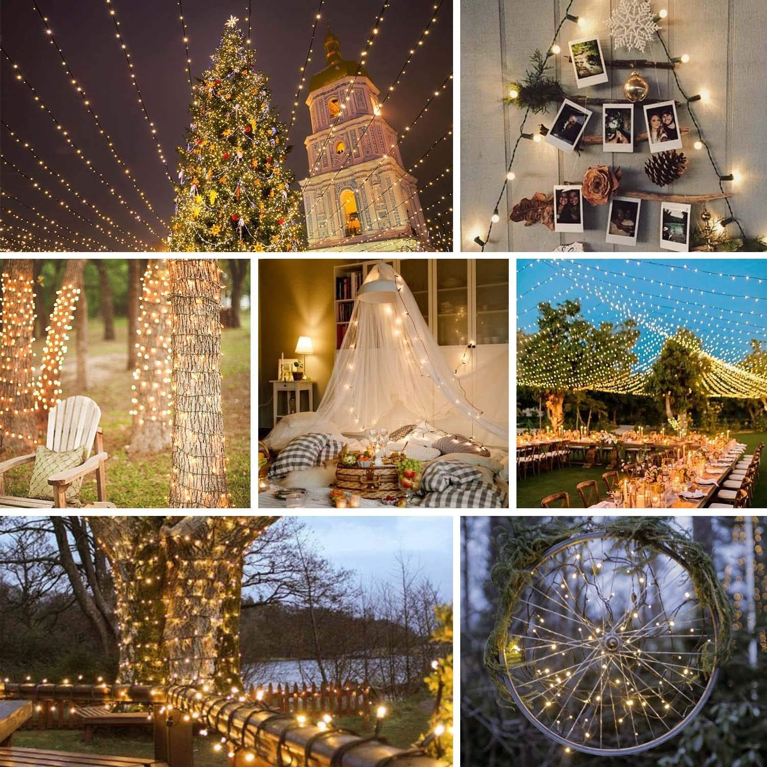 Upgraded 75.8 FT 200 LED Christmas String Lights Outdoor/Indoor, Timer & Memory Function & 8 Modes, Extendable Green Wire Waterproof Fairy String Lights for Xmas Tree Holiday Party Garden (Warm White)