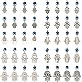 Spritewelry 60pcs Tibetan Style Pendant with Evil Eye Antique Silver Flower Eye Sea Turtle Owl Butterfly Charms