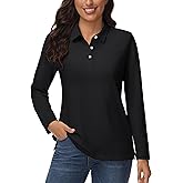 YUCOLEN Womens Polo Shirts Long Sleeve Casual Tops Collared Button Down Cotton Tee Work T Shirt