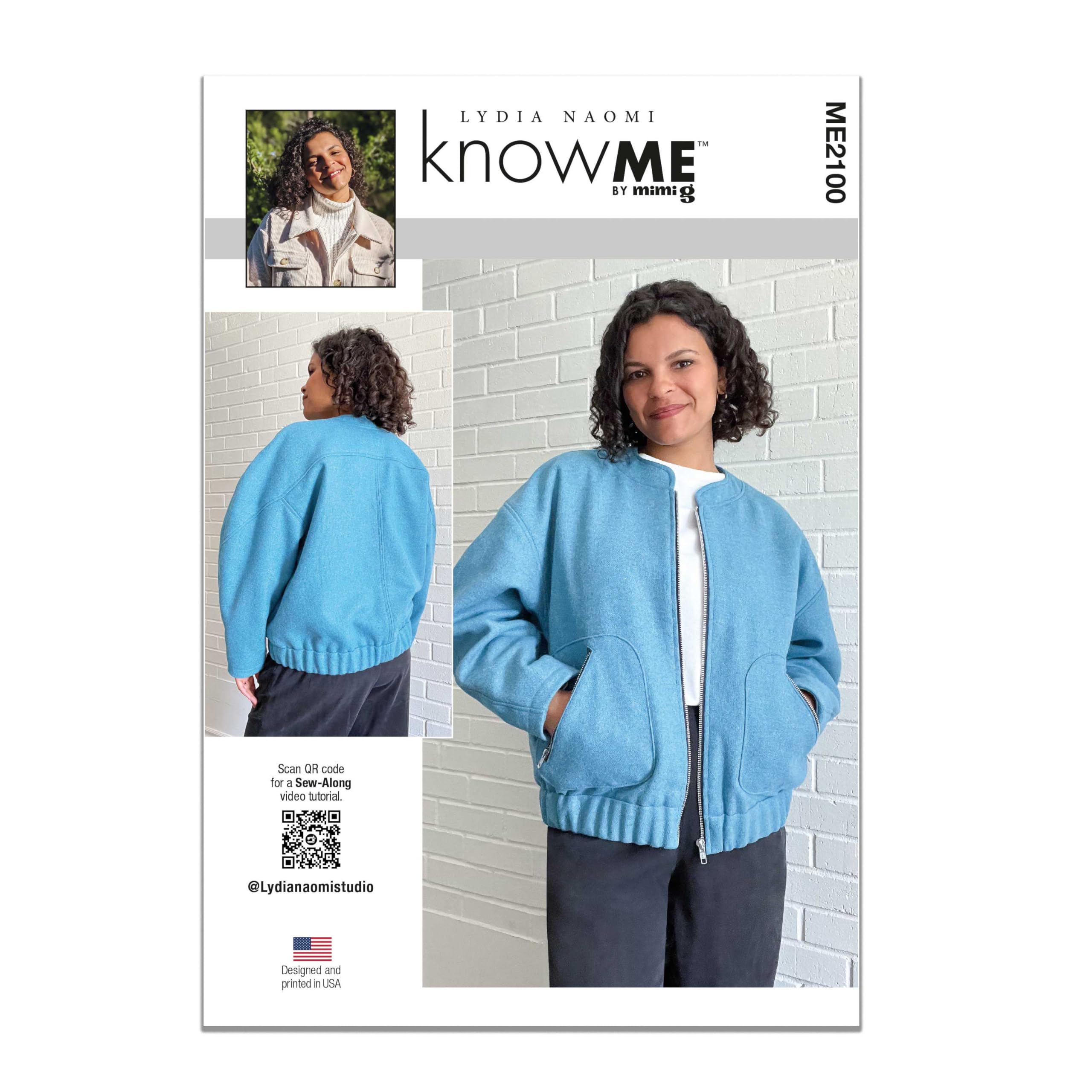 KNOW ME Sewing Pattern ME2100K5 Misses' Bomber Jacket by Lydia Naomi K5 (8-10-12-14-16)