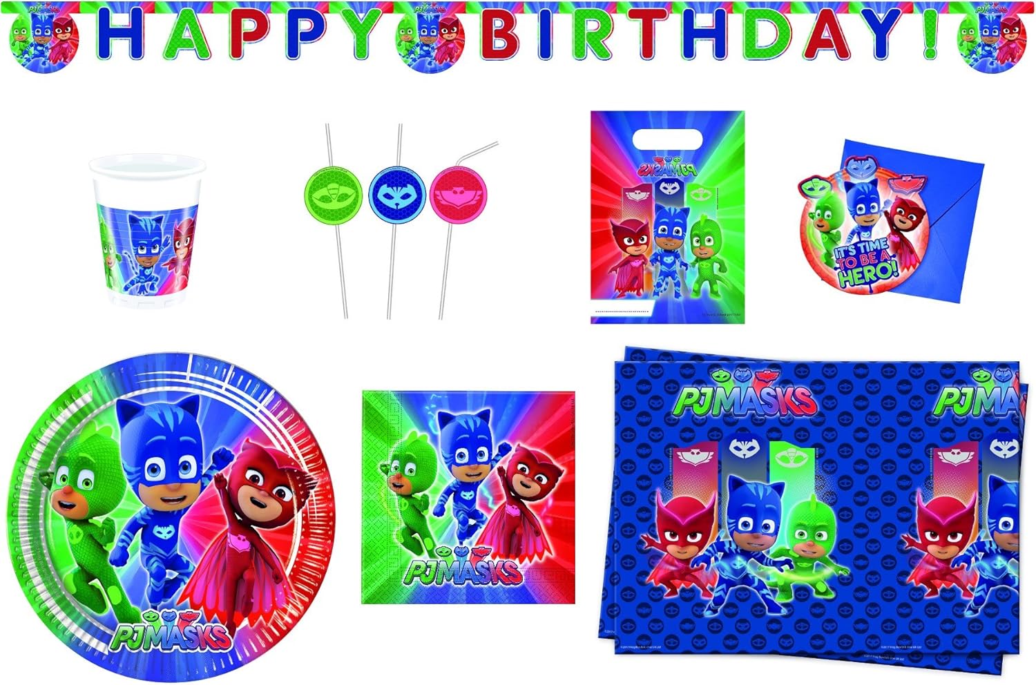 Pj Mask Les Pyjamasques Fete D Anniversaire Plaques Gobelets Serviettes Amazon Fr Jeux Et Jouets