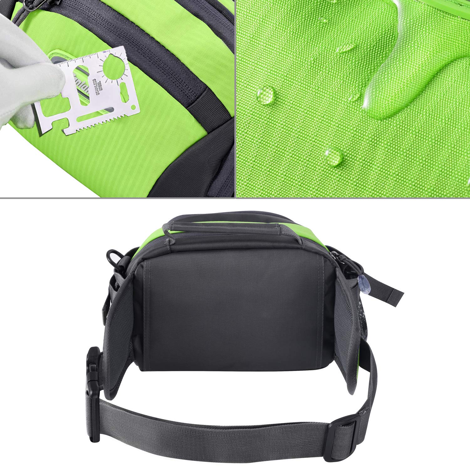 Y&R Direct Fanny Pack Waist Bag Packs Large Running Belt Bum Purse Bags with Bottle Holder Extension Strap Women Men Boy Girls Kids Gifts Waterproof Multicolor Outdoor Walking Hiking (Green)