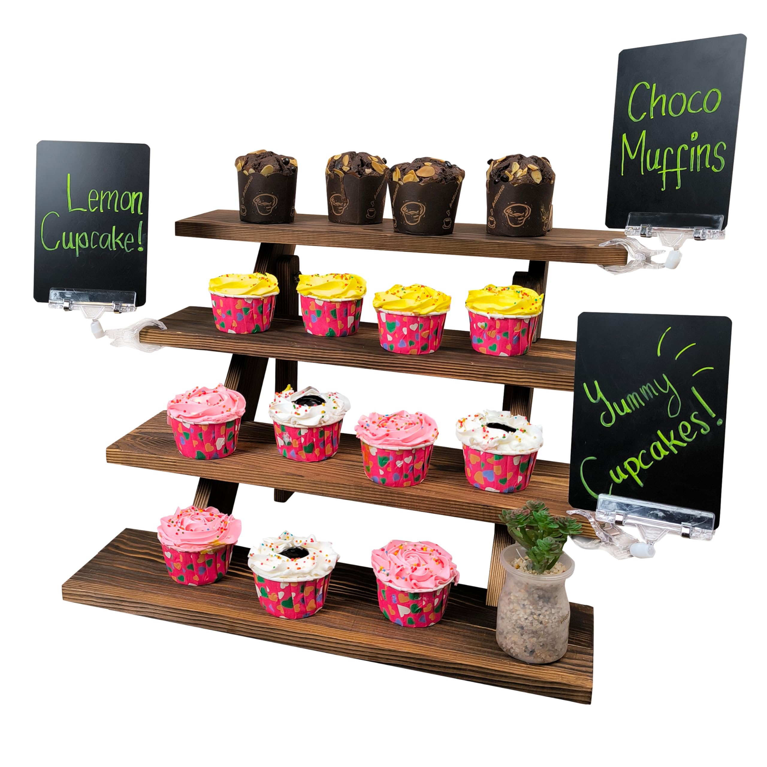 Photo 1 of rackNgroove Wooden Cupcake Stand for 24 Cupcakes, Tiered Display Stand for Dessert, Grazing Table Supplies, Candle & Soap Display Stand for Craft Shows, Retail Vendor Wooden Display Shelf