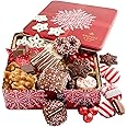 Bonnie and Pop's Holiday Tin- with Assorted Christmas Chocolate, Cookies, Pretzels – Festive, Corporate, Family, Gift Basket Idea for Men and Women (Extra Large)