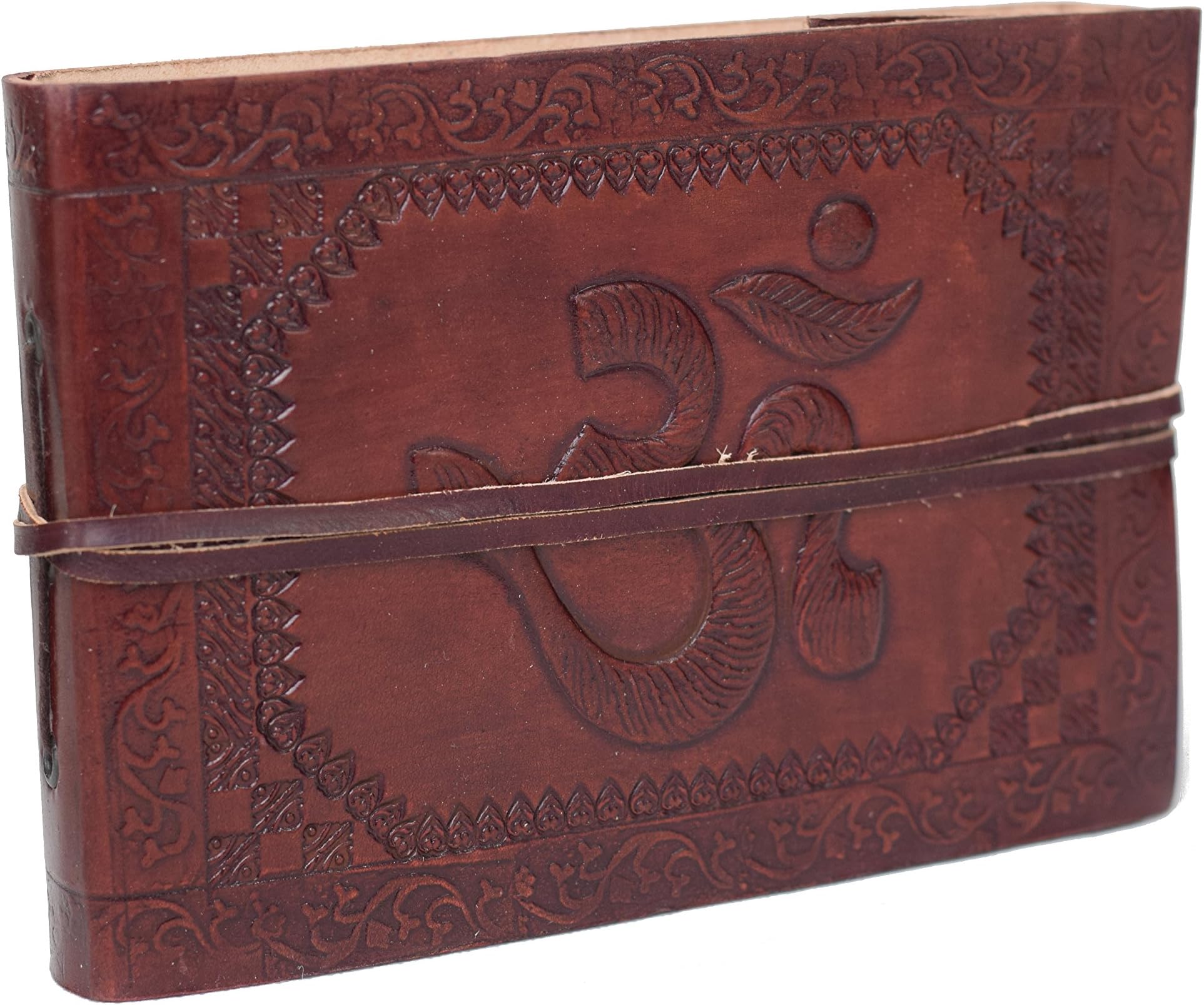 ROOGU It all began with an Om - Vintage Buffalo leather Photo album Black cotton paper Handmade