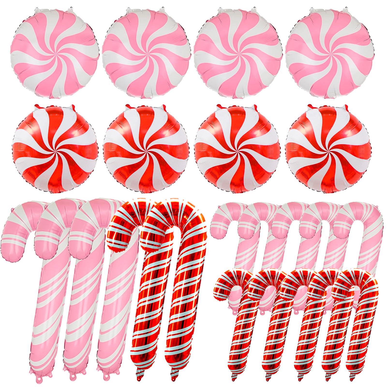 Photo 1 of 23Pcs Christmas Party Balloons Set, Pink Candy Cane Foil Balloons for Pink Candy Cane Christmas Decorations, New Year Party Decor