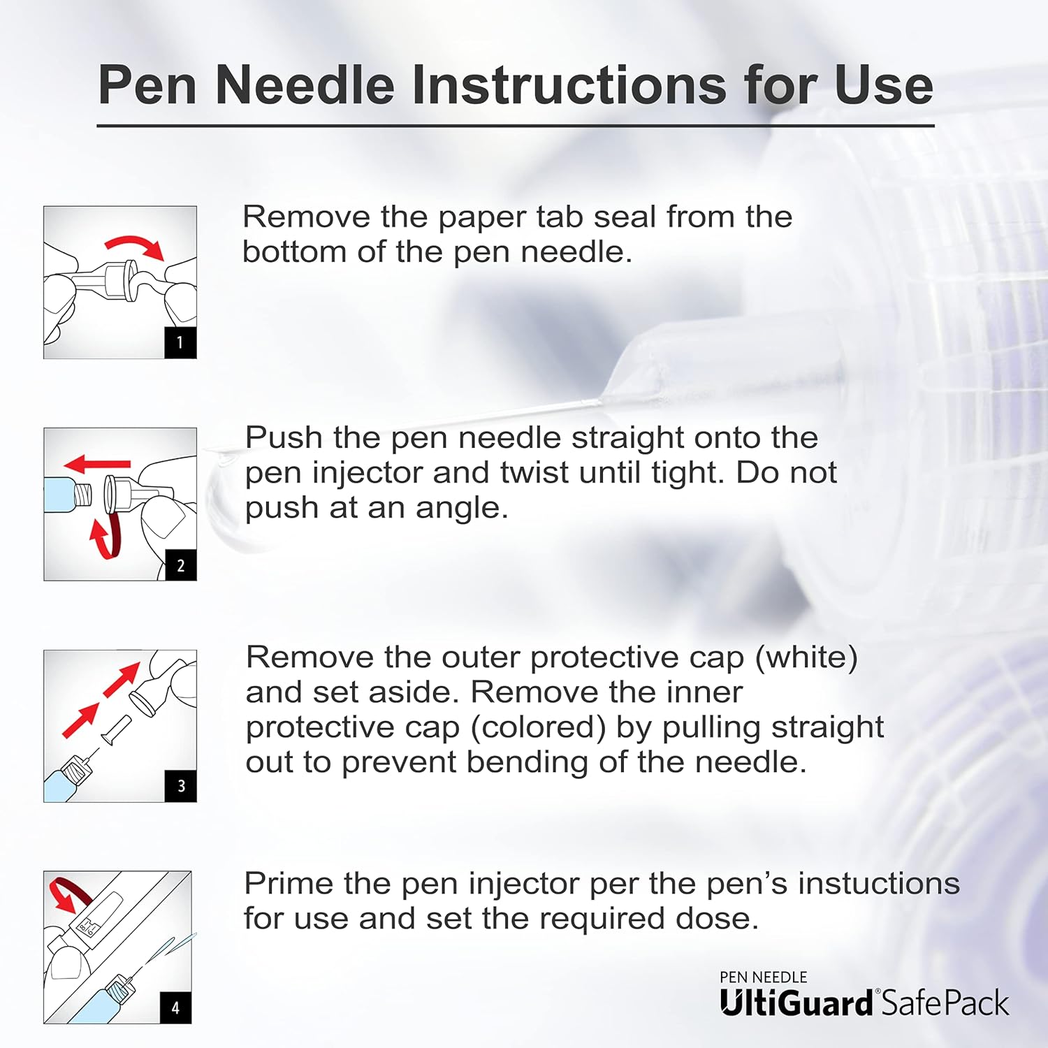 All-in-One UltiGuard Safe Pack Pen Needles and Sharps Container for at-Home Insulin Injections and Safe Needle Disposal, Size: Mini 5mm (3/16”) x 31G, 100 Count: Health & Personal Care