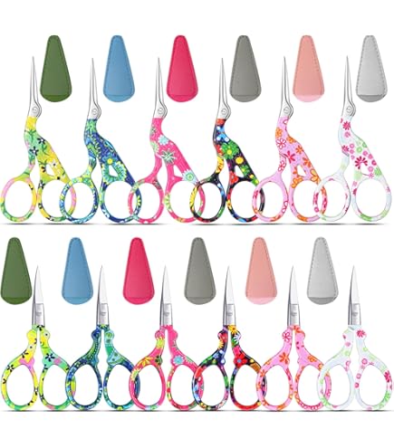 Lasnten 24-Piece Rainbow Sewing Scissors Set - Stainless Steel Embroidery Scissors With Leather Covers