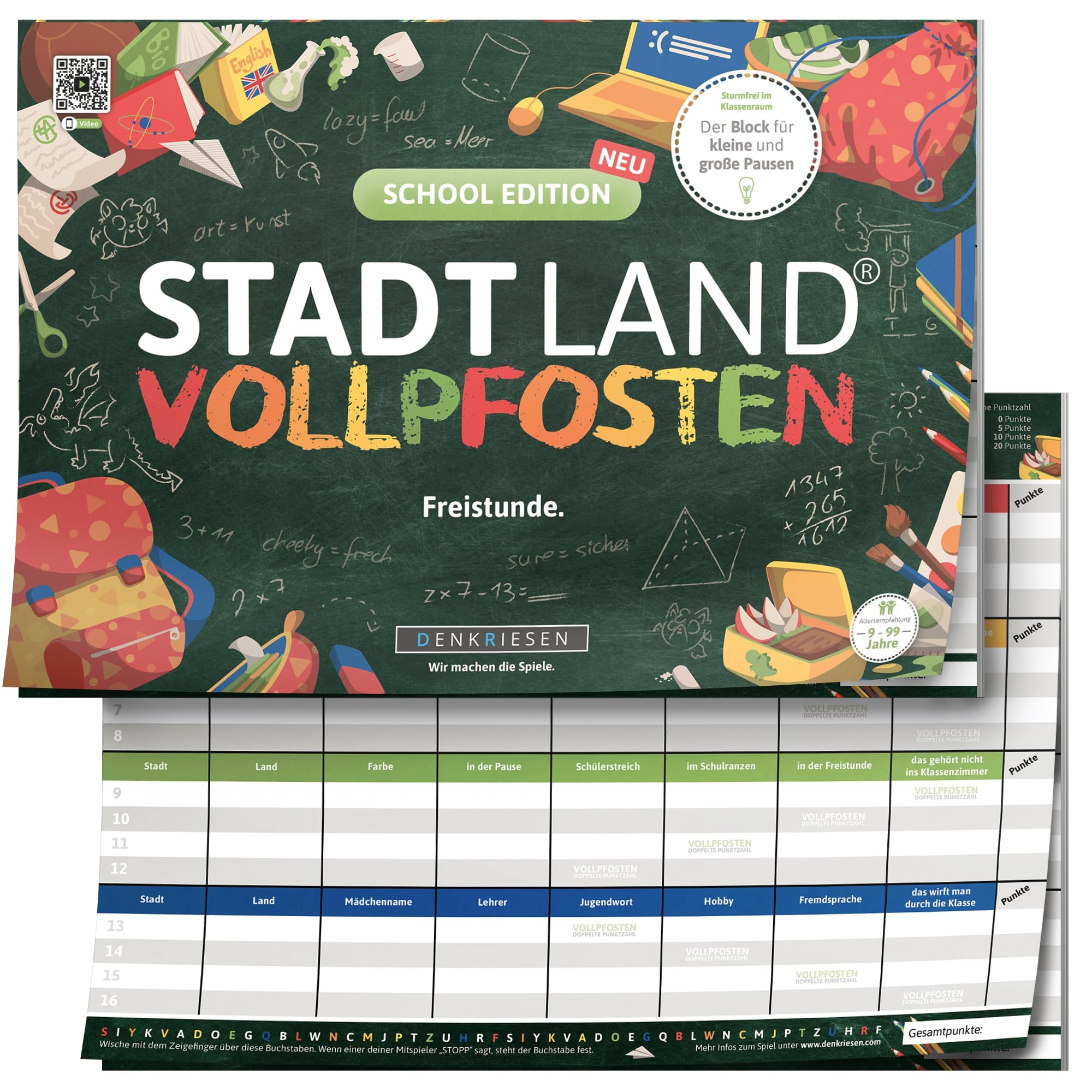 DENKRIESEN Stadt Land Vollpfosten® A4 - School Edition | From 9 Years | City Country River | Family Game