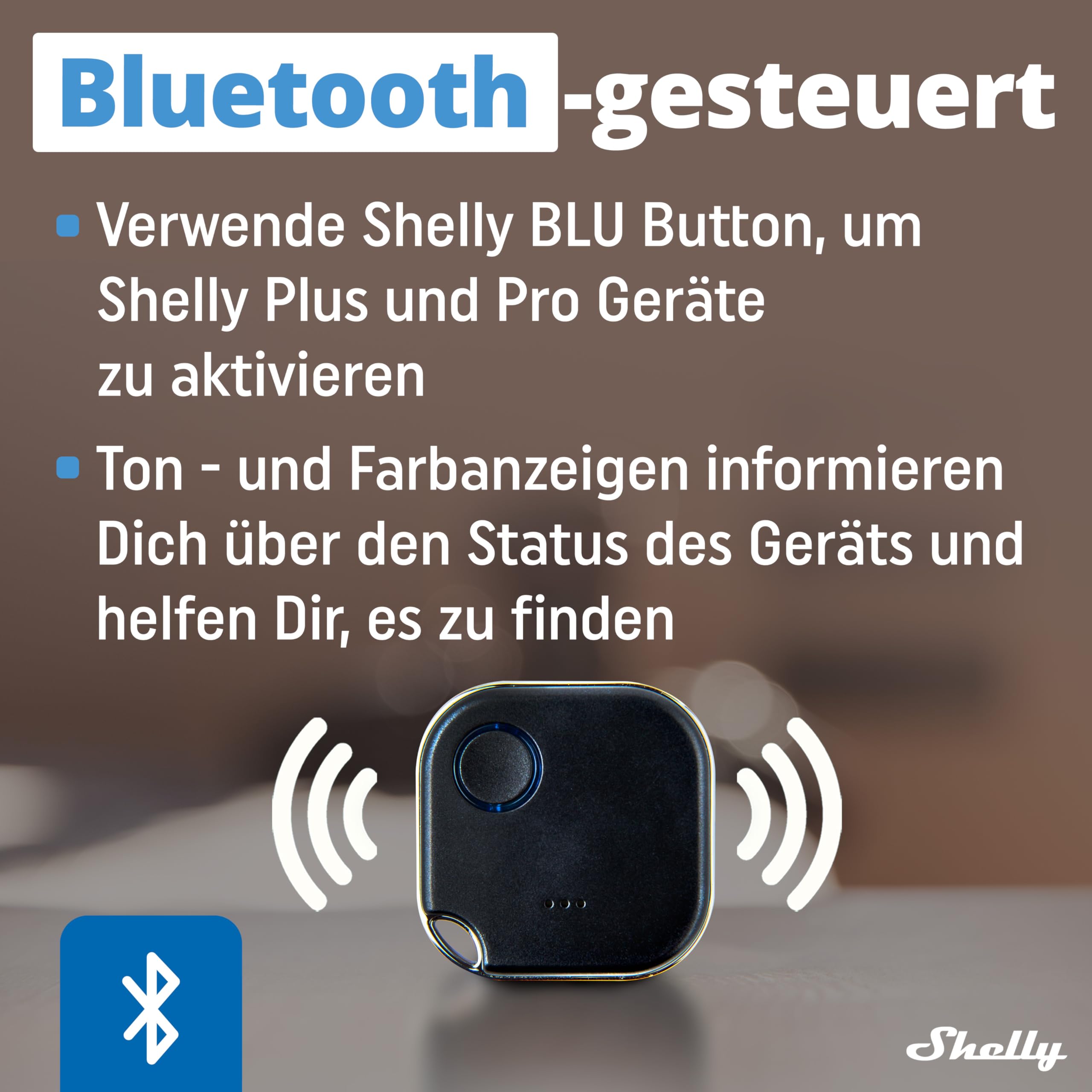 Shelly BLU Button1 - Schwarz | Intelligente Bluetooth-Taste zur Aktivierung von Aktionen und Szenen | Multi-Klick-Aktivierung | Sofortige Reaktionszeit | Ton- und Lichtalarm | iOS-Android-App 3