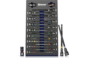 Facoow 6 Inch Long Impact Nut Driver Set, 18pcs Color Coded Magnetic Nut Drivers Set, CR-V Metric&SAE Extra Long Nut Driver Sets for Impact Drill, 1/4" Hex Shank with 1/2"&3/8" Impact Socket Adapters