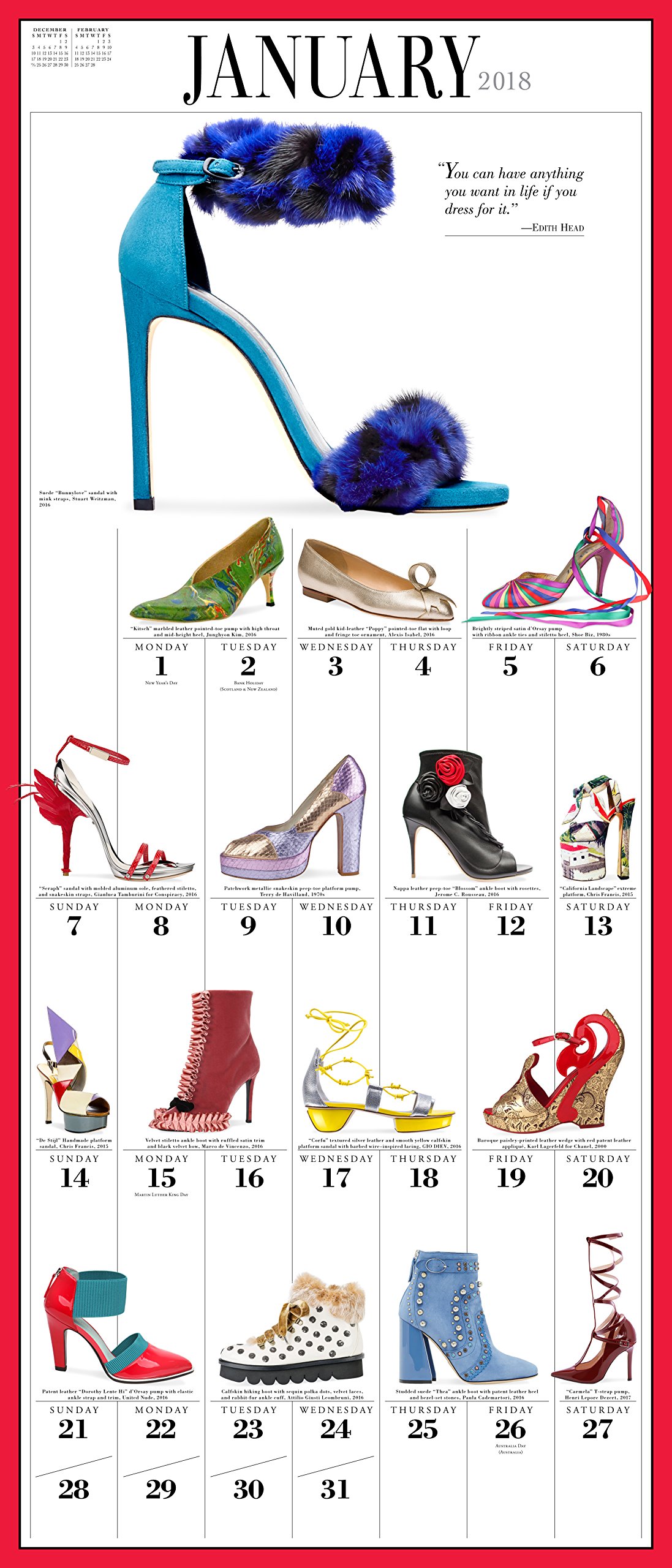 shoe calendar 2018