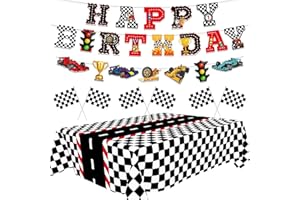 XIPEGPA Race Car Party Decor Kit - Happy Birthday Banner, Tablecloths for Race Car Birthday or Baby Shower - 54 x 108 Inch