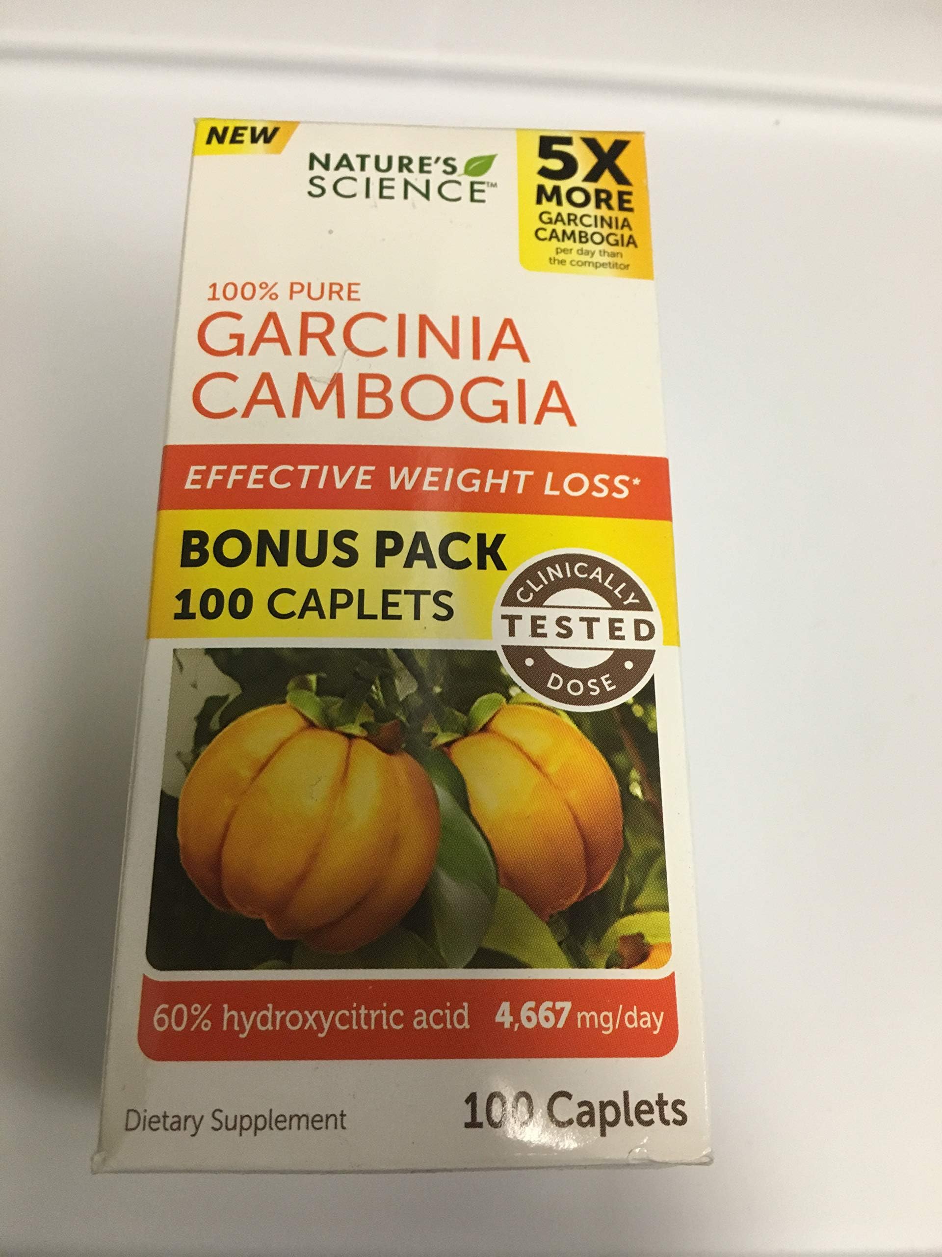 Natures Science 100% Pure Garcinia Cambogia Bonus Value Size Bottle 100 Ct Caplets (2)