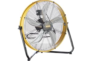 HiCFM 6300 CFM 20 inch Heavy Duty Shroud Fan with IP44 Enclosed Powerful 1/4 Motor, High Velocity Air Circulator for Workshop, Garage, Commercial or Industrial rooms - UL Safety Listed
