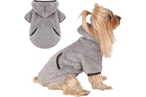 PINKBOW Dog Sweaters for Small Dogs Boy Male Fleece Small Dog Hoodie Winter Puppy Sweater for Chihuahua Teacup Yorkie Soft Stretchy Tiny Clothes Cat Sweater Pet Outfits Grey, S