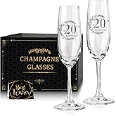 Tom Boy 20th Anniversary Champagne Flutes, Wedding Gifts Anniversary for Couple, 20th Wedding Anniversary Champagne Flutes Glasses Set of 2, Couple gifts, 20th Anniversary for Couples Gift