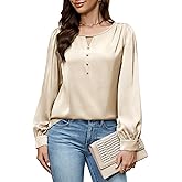 Blooming Jelly Womens Business Casual Outfits Satin Silk Blouses Dressy Long Sleeve Tops Office Work Shirts