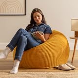 icon Kingston Cord Bean Bag Set of 2 Ochre Yellow Large Chair with Filling view 2