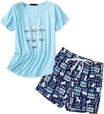 PNAEONG - Conjunto de pijama de dos piezas, shorts y camiseta sin mangas,  de algodón, para mujer : Ropa, Zapatos y Joyería - Amazon.com