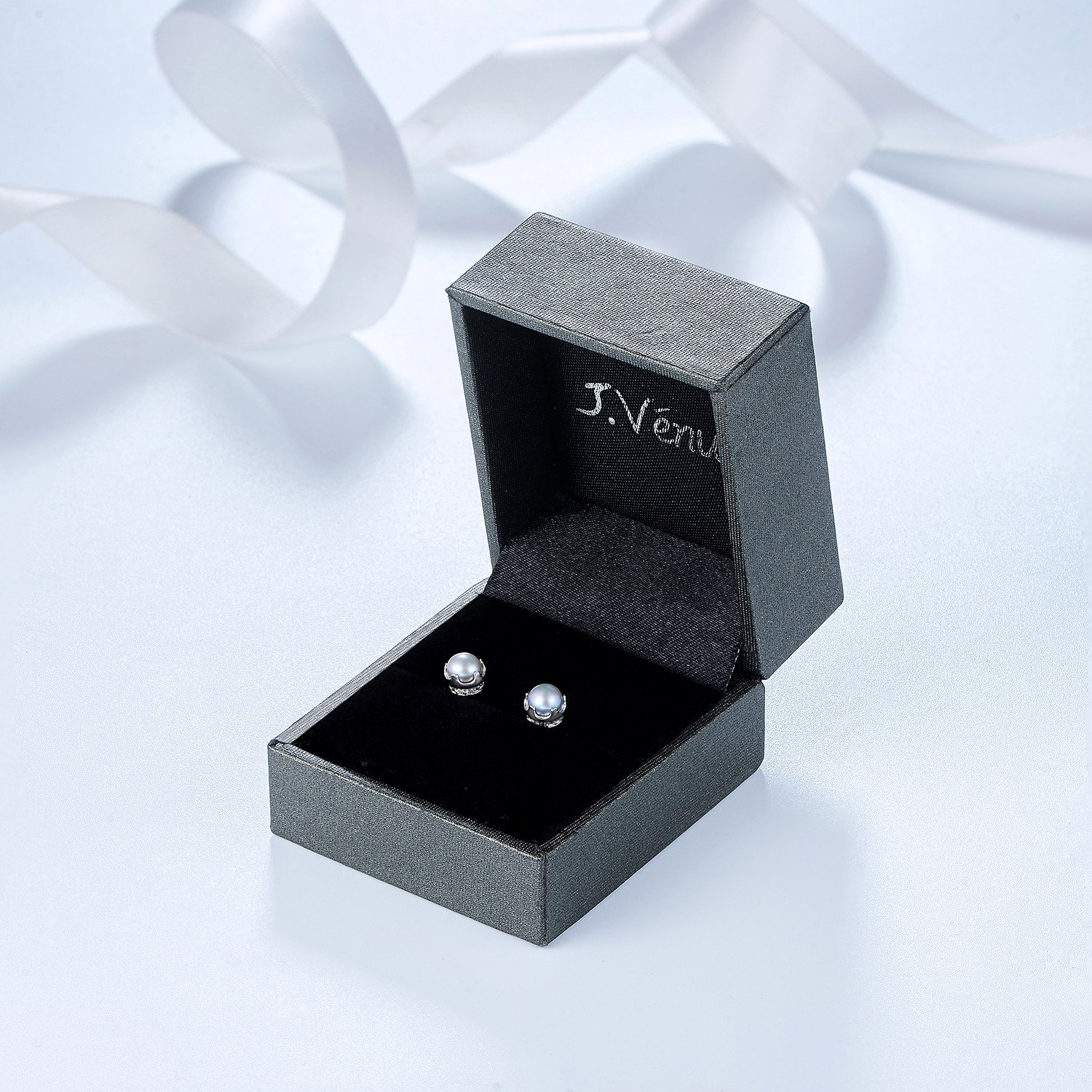 Ohrringe Damen, 5.5mm Perlen Ohrstecker, Berry elf Ohrstecker Silber 925 Set, 5A Zirkonia Damen Ohrstecker Silber Schmuck Damen (Perlenfarbe: Grau)