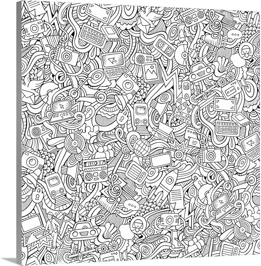 Amazon.com: DIY Coloring Canvas Art Print Online World, 24"x24"x1.25