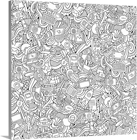 Amazon.com: DIY Coloring Canvas Art Print Online World, 24"x24"x1.25