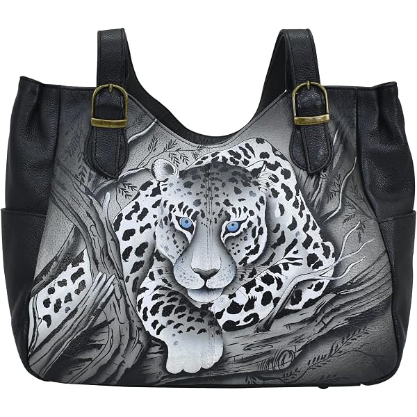 Anna By Anuschka Women's Hand-Painted Leather Medium Tote - Original Elephant Design, Turn Lock Closure - View #3