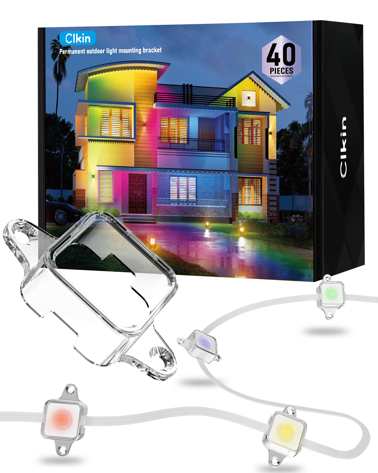 Photo 1 of ***screws missing*** Light Clips for Govee Outdoor Lights (Model H705 - H805) It is an Ideal Solution to Replace 3M Adhesive Tape. Easy to Install, it Comes with 40 Brackets and 80 Screws