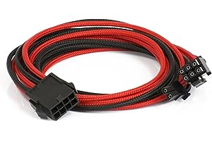 Phanteks 8 to 8 (6+2) Pin VGA Premium Sleeved Extension Cable 19.68" Length, Black/Red(PH-CB8V_BR)